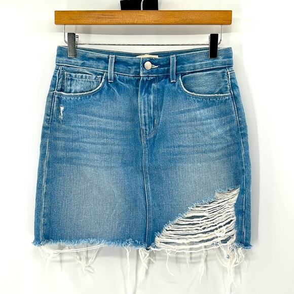 L'AGENCE Jolene Denim Cut off Skirt - Light Wash - 25 - Sample - Picture 1 of 5